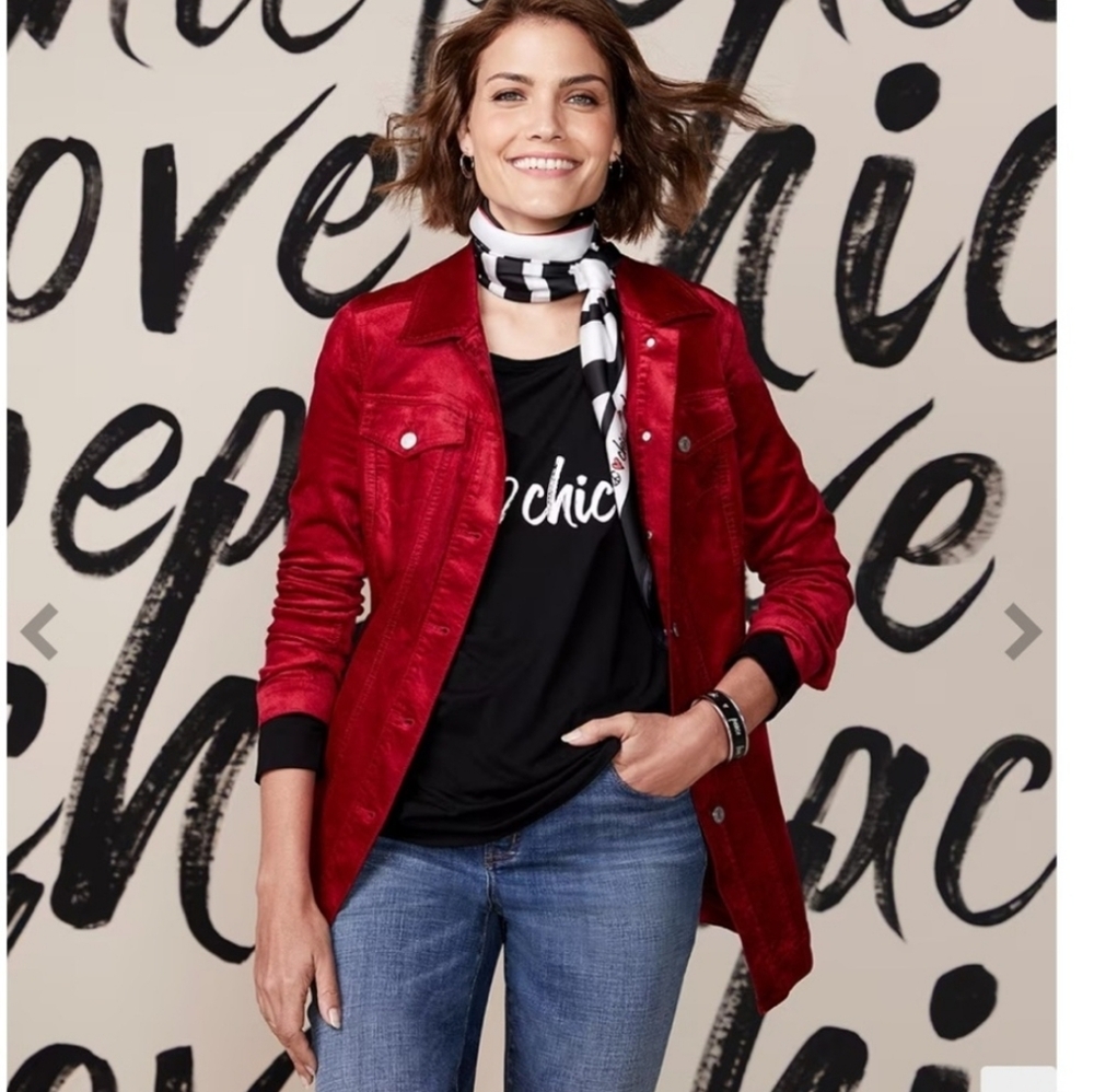 Chico's Velveteen Velvet Long Shacket Small